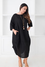 Load image into Gallery viewer, Monica Linen Dress Black