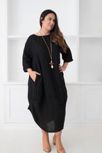 Load image into Gallery viewer, Monica Linen Dress Black