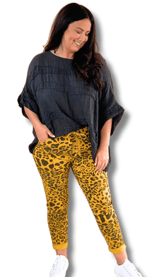 Animal Print Stretch Pants in Mustard by The Inspired Wardrobe Australia