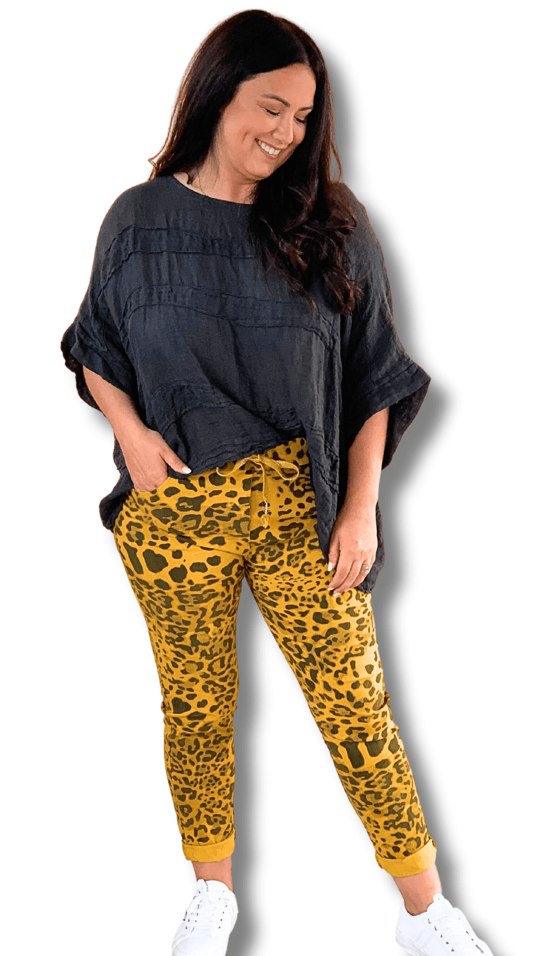 Animal Print Stretch Pants in Mustard by The Inspired Wardrobe Australia