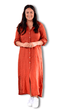 Load image into Gallery viewer, Byron Long Shirt Dress in Rust By The Inspired Wardrobe Australia
