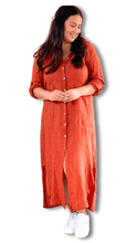 Load image into Gallery viewer, Byron Long Shirt Dress in Rust By The Inspired Wardrobe Australia
