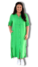 Load image into Gallery viewer, Byron Shirt Dress in Green Apple by The Inspired Wardrobe Australia
