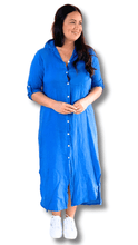 Load image into Gallery viewer, Byron Long Shirt Dress in Royal Blue by The Inspired Wardrobe Australia
