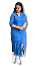 Load image into Gallery viewer, Byron Long Shirt Dress in Royal Blue by The Inspired Wardrobe Australia
