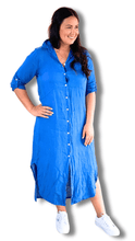 Load image into Gallery viewer, Byron Long Shirt Dress in Royal Blue by The Inspired Wardrobe Australia
