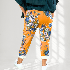 Carly Floral Joggers - Mustard