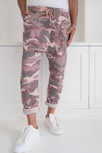 Load image into Gallery viewer, Women&#39;s relaxed fit camo pants pink comfortable drop-crotch sizes 10-14
