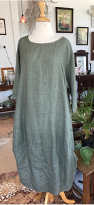 Monica Linen Dress Sage