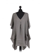 Load image into Gallery viewer, v-neck italian linen plus size tunic length top 
