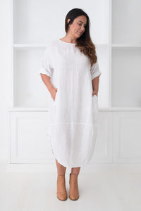 Monica Linen Dress White