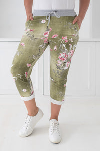 Carly Floral Joggers Olive