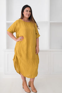 Monica Linen Dress Saffron