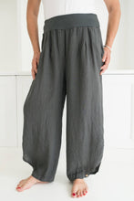 Load image into Gallery viewer, inspired wardrobe italian linen pants charcoal grey  plus size
