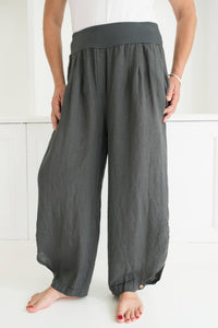 inspired wardrobe italian linen pants charcoal grey  plus size