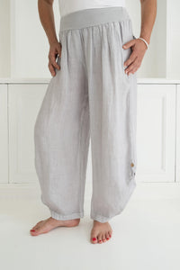 inspired wardrobe italian linen pants silver grey plus size