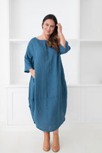 Load image into Gallery viewer, Monica Linen Dress Teal
