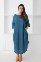 Load image into Gallery viewer, Monica Linen Dress Teal
