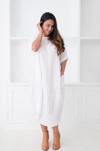 Monica Linen Dress White